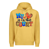 Antique Gold my heart is on that court basketball Premium Hoodie - Zillion Design Studio