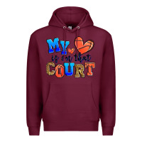 Burgundy my heart is on that court basketball Premium Hoodie - Zillion Design Studio