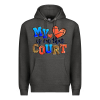 Charcoal Heather my heart is on that court basketball Premium Hoodie - Zillion Design Studio