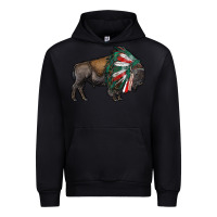 Black mexican bison with indian headdress Urban Hoodie - RanaPortraitStore