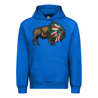 Cobalt mexican bison with indian headdress Urban Hoodie - RanaPortraitStore