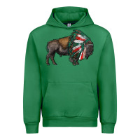Emerald mexican bison with indian headdress Urban Hoodie - RanaPortraitStore