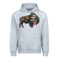 Heather Grey mexican bison with indian headdress Urban Hoodie - RanaPortraitStore