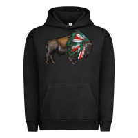 Pigment Black mexican bison with indian headdress Urban Hoodie - RanaPortraitStore