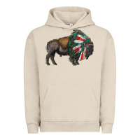 Pigment French Oak mexican bison with indian headdress Urban Hoodie - RanaPortraitStore