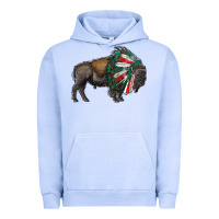Pigment Grape Ice mexican bison with indian headdress Urban Hoodie - RanaPortraitStore