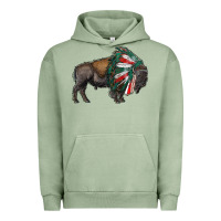 Pigment Oil Green mexican bison with indian headdress Urban Hoodie - RanaPortraitStore