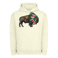 Pigment Pistachio mexican bison with indian headdress Urban Hoodie - RanaPortraitStore