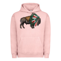 Pigment Salmon mexican bison with indian headdress Urban Hoodie - RanaPortraitStore
