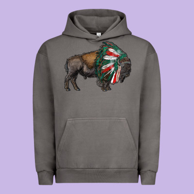 Mexican Bison With Indian Headdress Urban Hoodie Designed By Ranaportraitstore