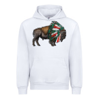White mexican bison with indian headdress Urban Hoodie - RanaPortraitStore