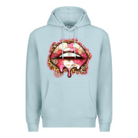 Blue Mist volleyball lips Premium Hoodie - Zillion Design Studio