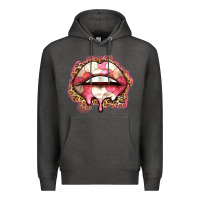 Charcoal Heather volleyball lips Premium Hoodie - Zillion Design Studio