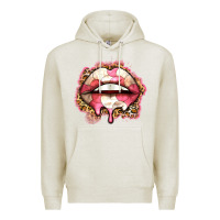 Oatmeal Heather volleyball lips Premium Hoodie - Zillion Design Studio