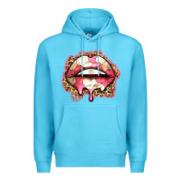 Ocean Blue volleyball lips Premium Hoodie - Zillion Design Studio