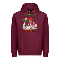 Burgundy christmas roosters Premium Hoodie - RanaPortraitStore