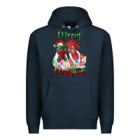 Navy christmas roosters Premium Hoodie - RanaPortraitStore