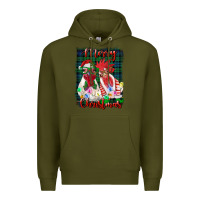 Army Green christmas roosters with background Premium Hoodie - RanaPortraitStore