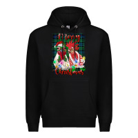 Black christmas roosters with background Premium Hoodie - RanaPortraitStore
