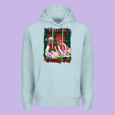 Christmas Roosters With Background Premium Hoodie Designed By Ranaportraitstore