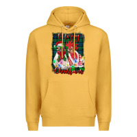 Mustard christmas roosters with background Premium Hoodie - RanaPortraitStore