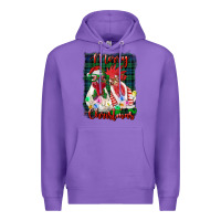 Purple christmas roosters with background Premium Hoodie - RanaPortraitStore