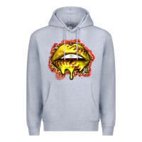 Heather Grey softball lips Premium Hoodie - Zillion Design Studio