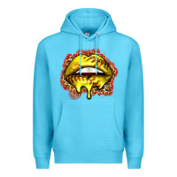 Ocean Blue softball lips Premium Hoodie - Zillion Design Studio