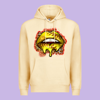 Softball Lips Premium Hoodie Designed By Zillion Design Studio