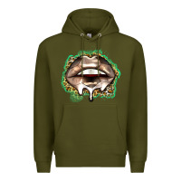 Army Green soccer lips Premium Hoodie - Zillion Design Studio