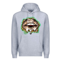 Heather Grey soccer lips Premium Hoodie - Zillion Design Studio