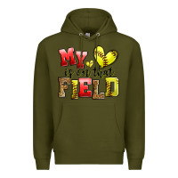 Army Green my heart is on that field softball Premium Hoodie - Zillion Design Studio