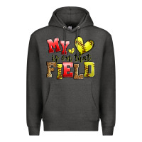 Charcoal Heather my heart is on that field softball Premium Hoodie - Zillion Design Studio