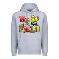 Heather Grey my heart is on that field softball Premium Hoodie - Zillion Design Studio