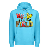 Ocean Blue my heart is on that field softball Premium Hoodie - Zillion Design Studio