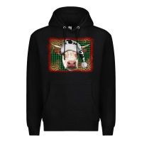 Black christmas cow with background Premium Hoodie - RanaPortraitStore
