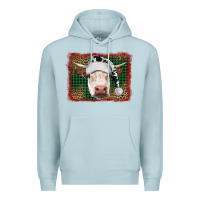 Blue Mist christmas cow with background Premium Hoodie - RanaPortraitStore