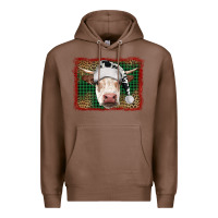Chestnut christmas cow with background Premium Hoodie - RanaPortraitStore