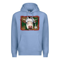 Colony Blue christmas cow with background Premium Hoodie - RanaPortraitStore
