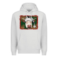 Dove Grey christmas cow with background Premium Hoodie - RanaPortraitStore