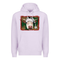 Lilac christmas cow with background Premium Hoodie - RanaPortraitStore