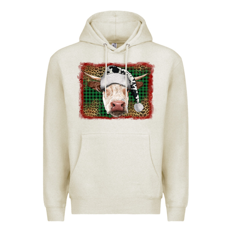 Christmas Cow With Background Premium Hoodie by RanaPortraitStore | Teevron