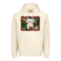 Sandshell christmas cow with background Premium Hoodie - RanaPortraitStore