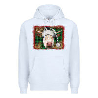 White christmas cow with background Premium Hoodie - RanaPortraitStore