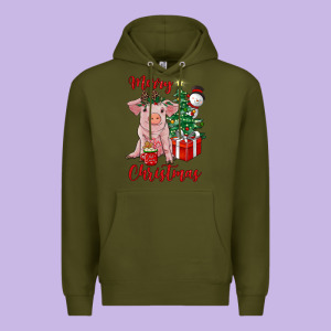 Merry Christmas Pig Premium Hoodie Designed By Ranaportraitstore