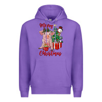 Purple merry christmas pig Premium Hoodie - RanaPortraitStore