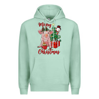Seafoam merry christmas pig Premium Hoodie - RanaPortraitStore