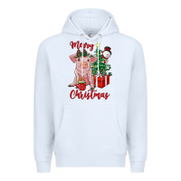 White merry christmas pig Premium Hoodie - RanaPortraitStore