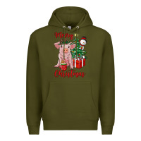 Army Green merry christmas pig Premium Hoodie - RanaPortraitStore