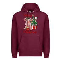 Burgundy merry christmas pig Premium Hoodie - RanaPortraitStore
